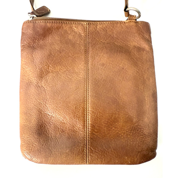 Fossil Genuine Leather Crossbody Bag Small Brown 7x8 Zip Pocket Adjustable Strap - Picture 6 of 11